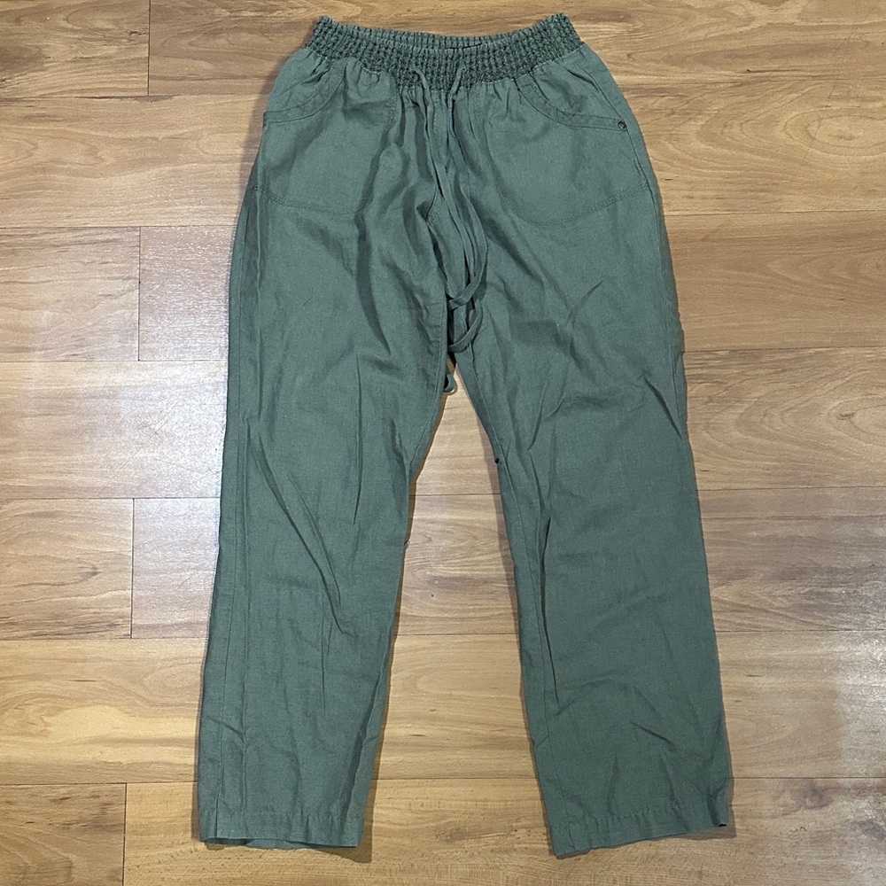 Women's Olive Green Elastic-Waist Jogger Pants